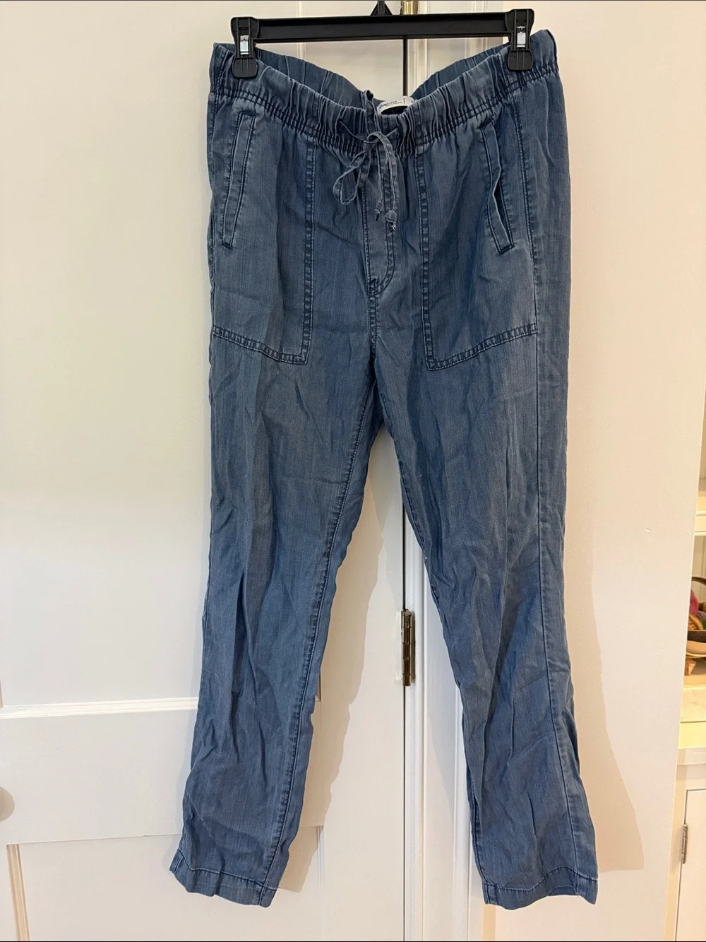 Light Blue Drawstring Denim-Style Joggers - Picture 2 of 6